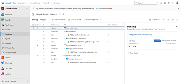 Planning step of Tangere Apps's development process